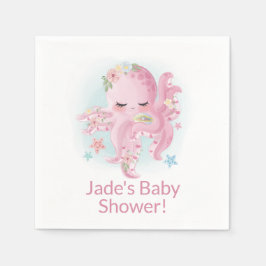 Cute Rosa Baby Octopus Pappersservett