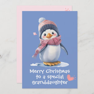 Cute Rosa Baby Penguin-Helgdag i jul Kort