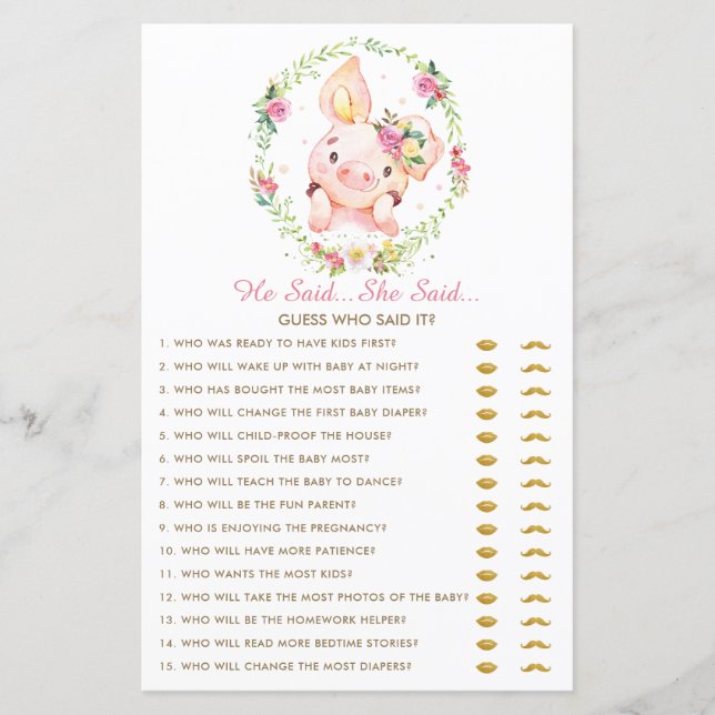 Cute Rosa Baby Pig Piglet sa att hon sa att spel (Framsida)