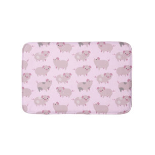 Cute Rosa Baby Piglets Mönster & Dots Badrumsmatta