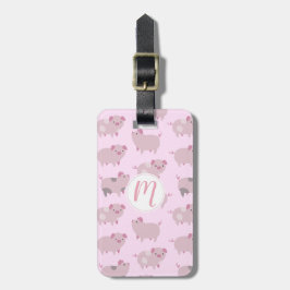 Cute Rosa Baby Piglets Mönster & Dots Bagagebricka
