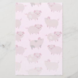 Cute Rosa Baby Piglets Mönster & Dots Brevpapper