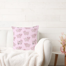 Cute Rosa Baby Piglets Mönster & Dots Kudde
