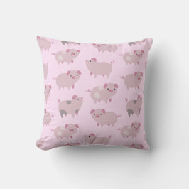 Cute Rosa Baby Piglets Mönster & Dots Kudde