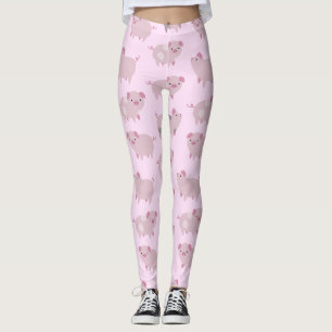 Cute Rosa Baby Piglets Mönster & Dots Leggings