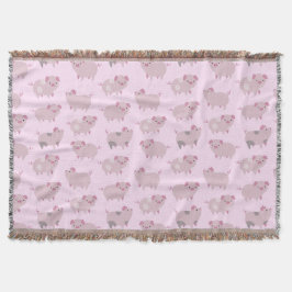 Cute Rosa Baby Piglets Mönster & Dots Mysfilt