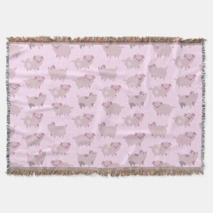 Cute Rosa Baby Piglets Mönster & Dots Mysfilt