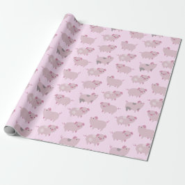 Cute Rosa Baby Piglets Mönster & Dots Presentpapper
