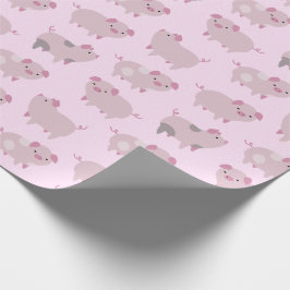 Cute Rosa Baby Piglets Mönster & Dots Presentpapper