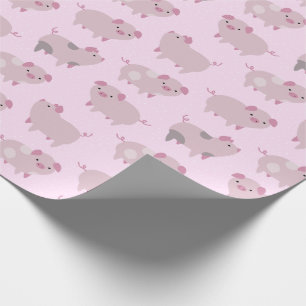 Cute Rosa Baby Piglets Mönster & Dots Presentpapper