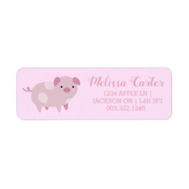 Cute Rosa Baby Piglets Mönster & Dots Returadress Etikett