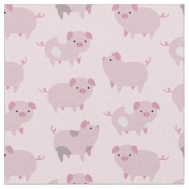 Cute Rosa Baby Piglets Mönster & Dots Tyg