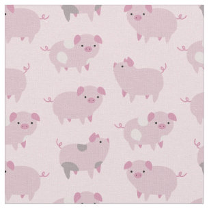 Cute Rosa Baby Piglets Mönster & Dots Tyg