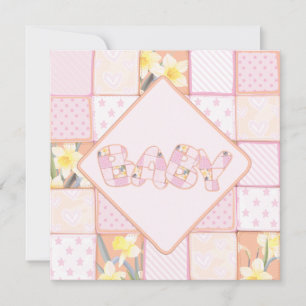 Cute Rosa Baby Quilt Flicka Shower-inbjudan Inbjudningar