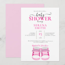 Cute Rosa Baby Shoes BABY SHOWER-inbjudan Inbjudningar