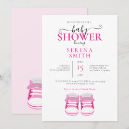 Cute ROSA Baby Shoes BABY SHOWER Inbjudningar