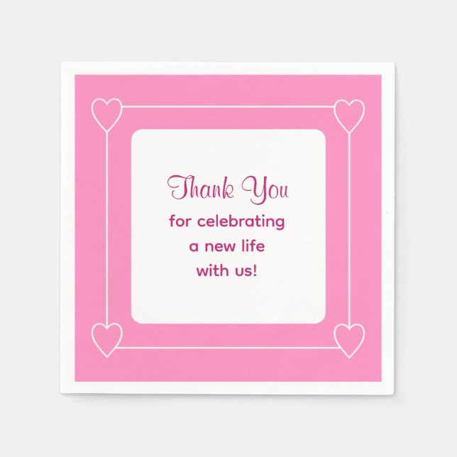 Cute Rosa Baby Shower Tack för firande Pappersservett (Framsidan)