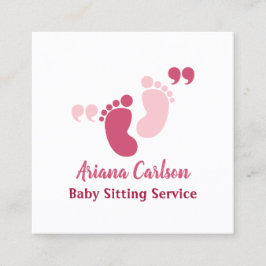 Cute Rosa Baby Sitter Daycare Nursery Fyrkantigt Visitkort
