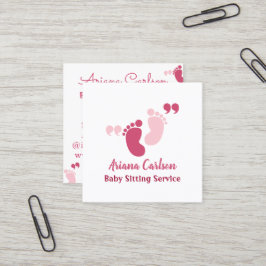 Cute Rosa Baby Sitter Daycare Nursery Fyrkantigt Visitkort