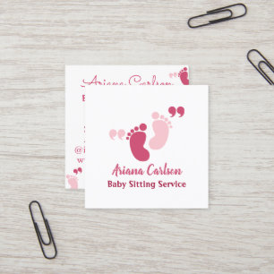Cute Rosa Baby Sitter Daycare Nursery Fyrkantigt Visitkort