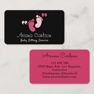 Cute Rosa Baby Sitter Daycare Nursery Visitkort