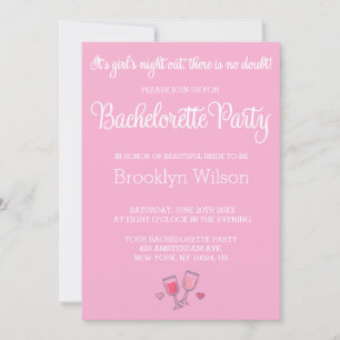 Cute Rosa Bachelorette-partiets inbjudningar