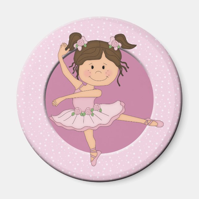 Cute Rosa Ballerina 1 Anpassat namn Magnet (Framsidan)