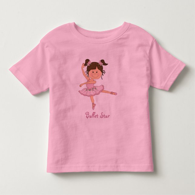 Cute Rosa Ballerina 1 Ballet Star T-shirt (Framsida)