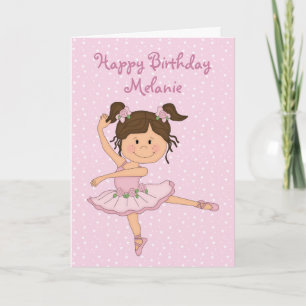 Cute Rosa Ballerina 1 födelsedagskort Kort