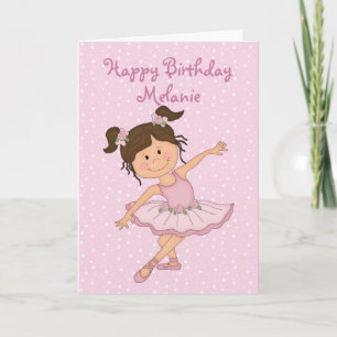 Cute Rosa Ballerina 2 Födelsedag Kort