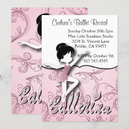 Cute Rosa Ballerina Girl| Skälet för lastpallar Inbjudningar