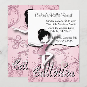 Cute Rosa Ballerina Girl Skälet för lastpallar Inbjudningar