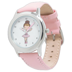 Cute Rosa Ballerina Girl with Tiara Watch Armbandsur