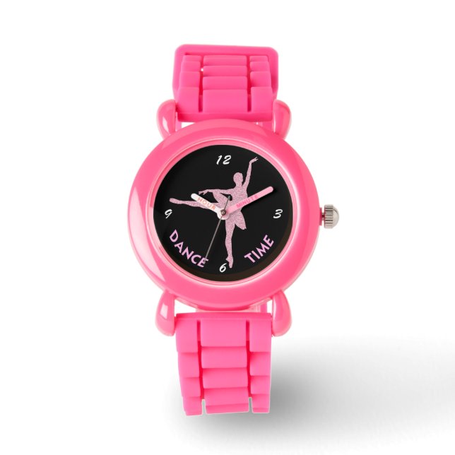 Cute Rosa Ballerina Kids Dance Time Armbandsur (Framsida)