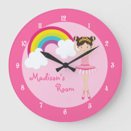 Cute Rosa Ballerina Stor Klocka