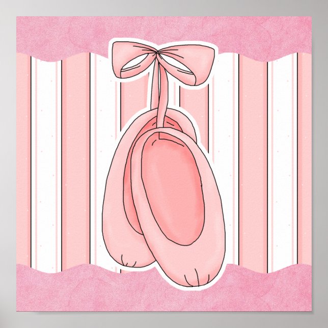 Cute Rosa Ballerina Toe Shoes Poster (Framsidan)