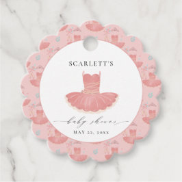 Cute Rosa Ballerina Tutu Flicka Baby Shower Gåvor Etiketter