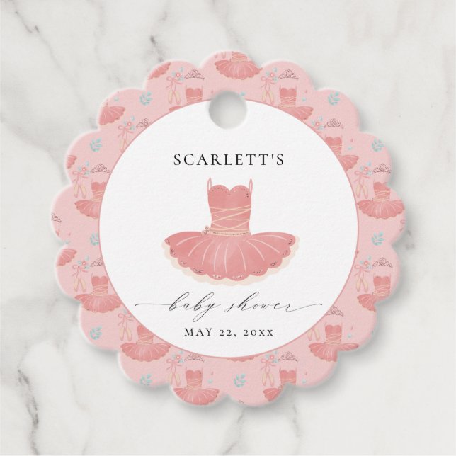 Cute Rosa Ballerina Tutu Flicka Baby Shower Gåvor Etiketter (Framsida)