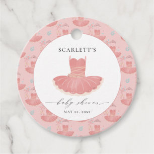 Cute Rosa Ballerina Tutu Flicka Baby Shower Gåvor Etiketter