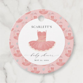 Cute Rosa Ballerina Tutu Flicka Baby Shower Gåvor Etiketter