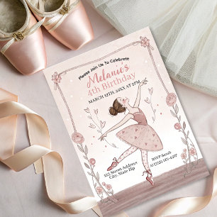 Cute Rosa Ballerina Tutu Girl Birthday Investigati Inbjudningar
