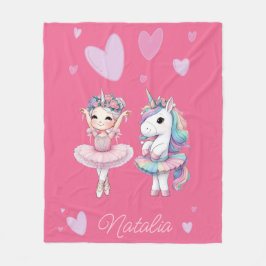 Cute Rosa Ballerina Unicorn Fleece Blanket