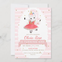 Cute Rosa Ballerina Unicorn Glitter Girl Birday