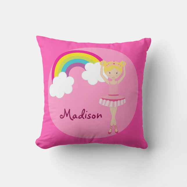 Cute Rosa Ballet Girl Girl Anpassningsbar Kudde (Framsida)