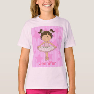 Cute Rosa Ballet Girl på stjärnor och rand T Shirt
