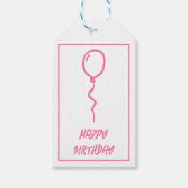 Cute Rosa Balloon Birthday Gift-Märkre Presentetikett