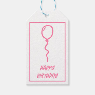 Cute Rosa Balloon Birthday Gift-Märkre Presentetikett