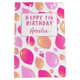 Cute Rosa Balloon Girly Mönster Girl's Birthday