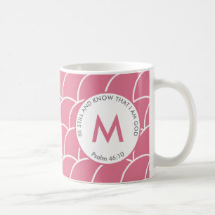 Cute Rosa BE FORTFARANDE OCH KNOW Fish Scale Monog Kaffemugg
