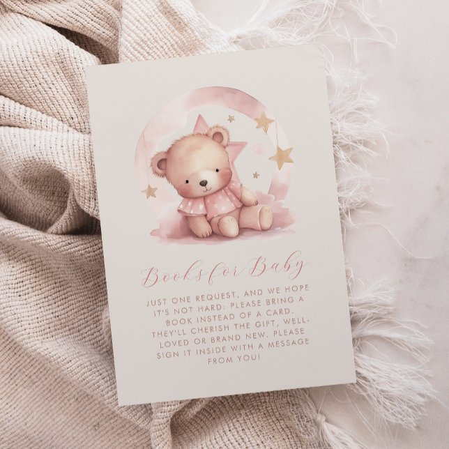 Cute Rosa Bear Baby Shower Bokar för Baby Tilläggskort (Skapare uppladdad)